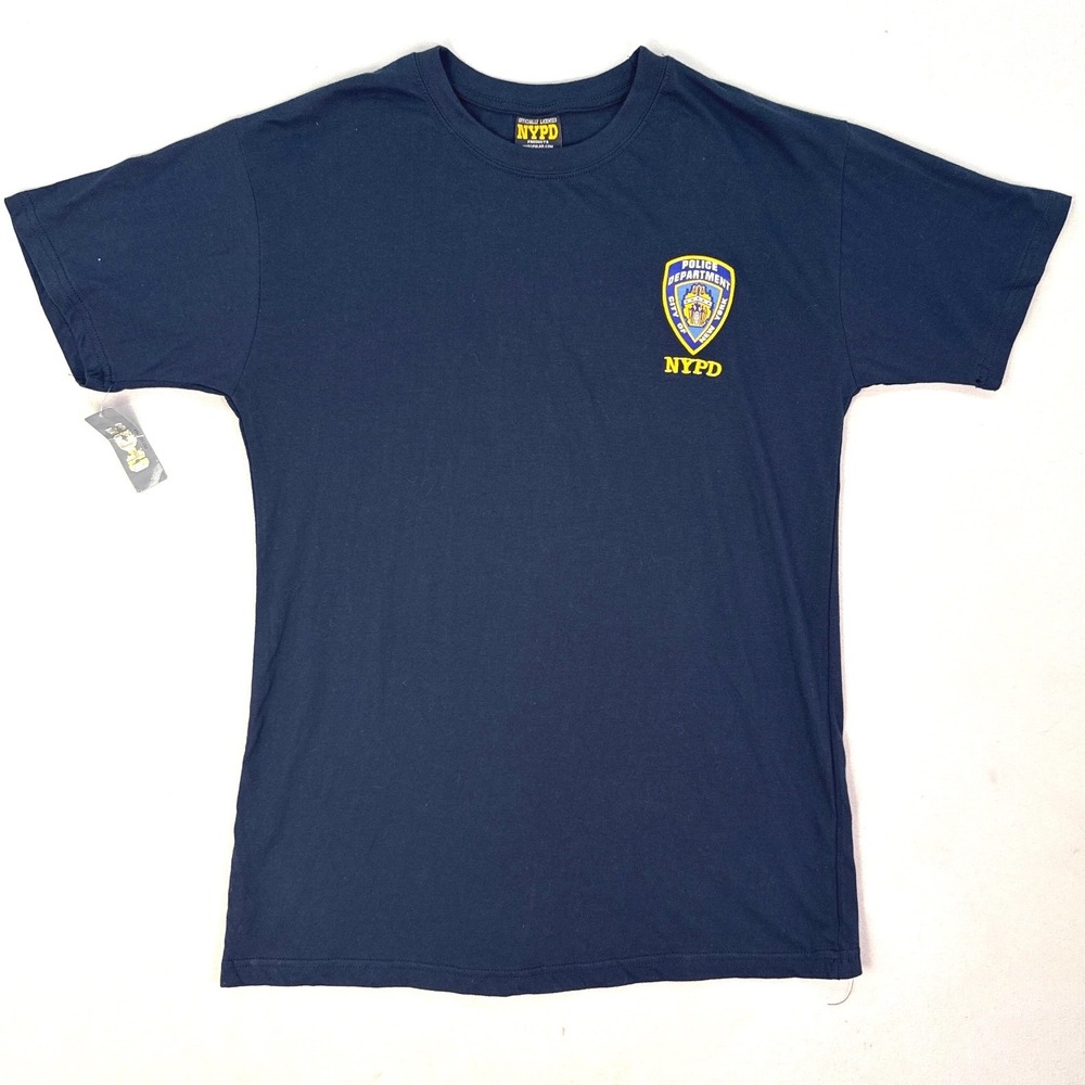 NYPD Officially Licensed Navy Blue Embroidered Shield T-Shirt Mens Large L